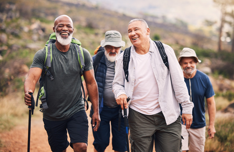 Patient with sleep apnea out for a walk smiling 